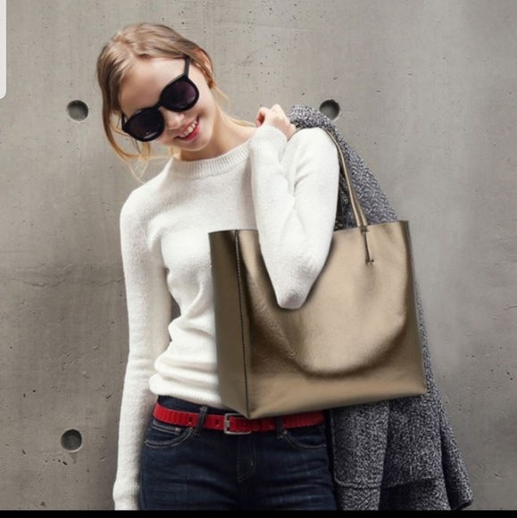 Chic Faux Leather Tote Bag***1 BLACK LEFT!!*** - Picture 4 of 7